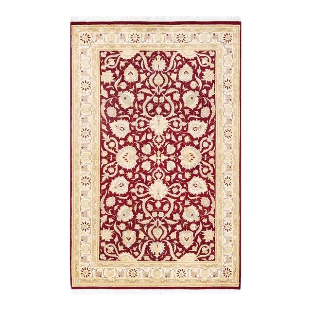 Mogul, One-of-a-Kind Hand-Knotted Area Rug in Red, 4' 2" x 6' 5" For Sale