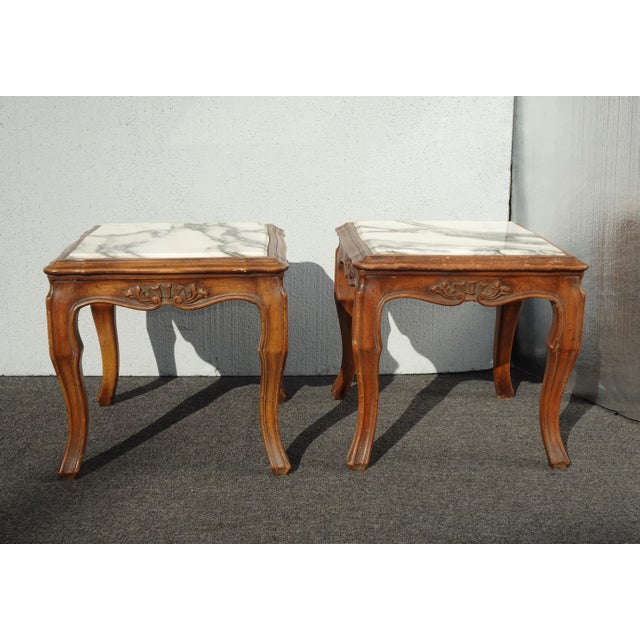 Gorgeous Set of End Tables in Good Vintage Condition. Solid and Firm. There is wear that is usual for their age to the...