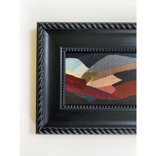 Pair of Abstract Landscape Paintings With Matching Black Vintage Frames For Sale - Image 4 of 7