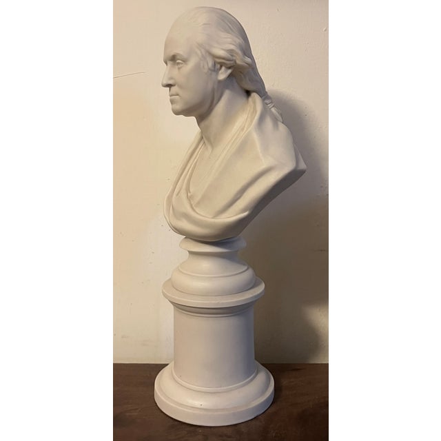 Antique 19th Century English Parian Porcelain Library Bust of President George Washington After Houdon Dated 1853 For Sale - Image 10 of 18