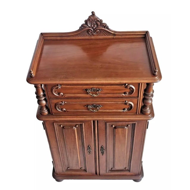 Late 19th Century Antique 1890s Narrow Biedermeier Lingerie Jewelry Cabinet Lingerie Chest Dresser For Sale - Image 5 of 12