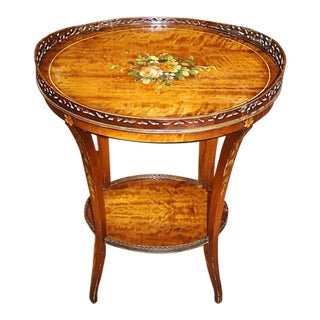 Grand Rapids Early 20th Century Paint Decorated Adam Style Satinwood End Table For Sale