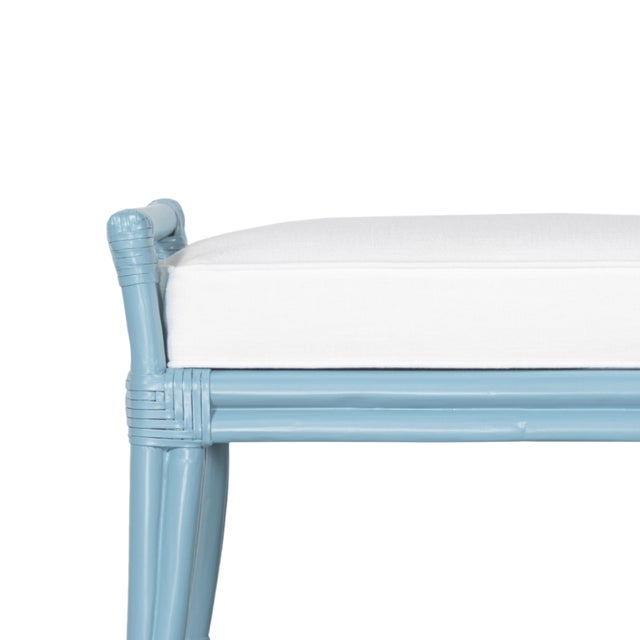 David Francis Small Malacca Bench - Pool Blue For Sale - Image 4 of 8