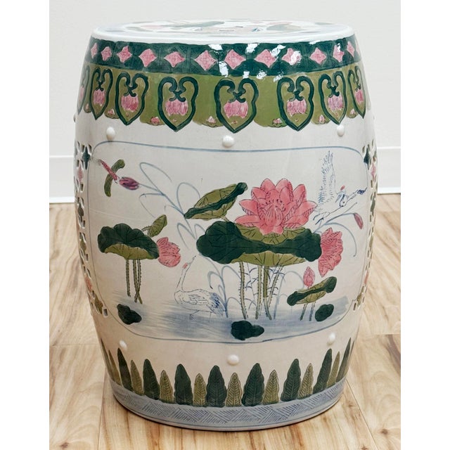 Vintage Ceramic Lily Pad Motif Garden Stool For Sale In Kansas City - Image 6 of 10