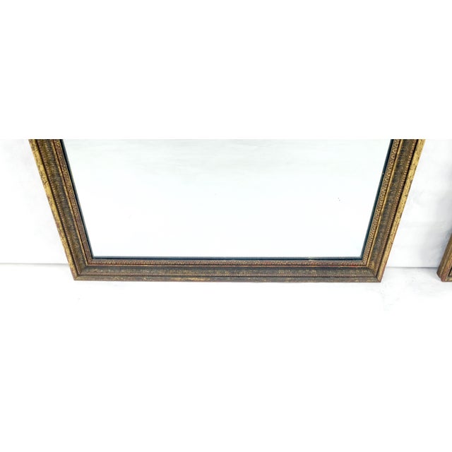 Pair of c1940s 23x44 Rectangle Mirrors With French Baroque Bay Leaf Decorations For Sale - Image 6 of 8