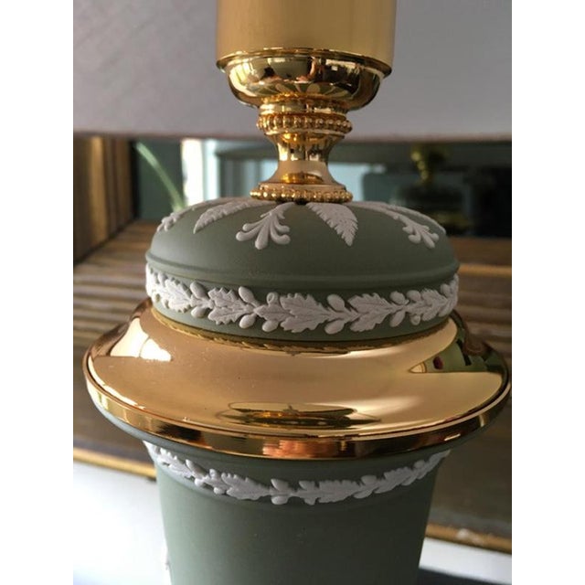 Postmodern Green Porcelain and Brass Table Lamp, Italy, 1970s For Sale - Image 9 of 18