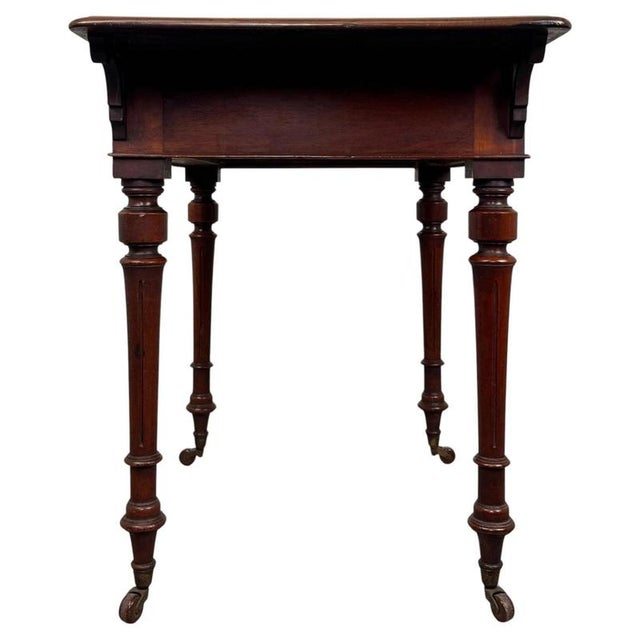 19th Century English Freestanding Mahogany Writing Table For Sale - Image 10 of 12