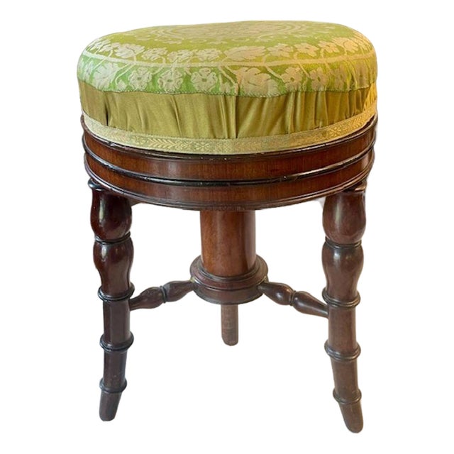 Adjustable 19th Century English Regency Mahogany Piano Stool For Sale