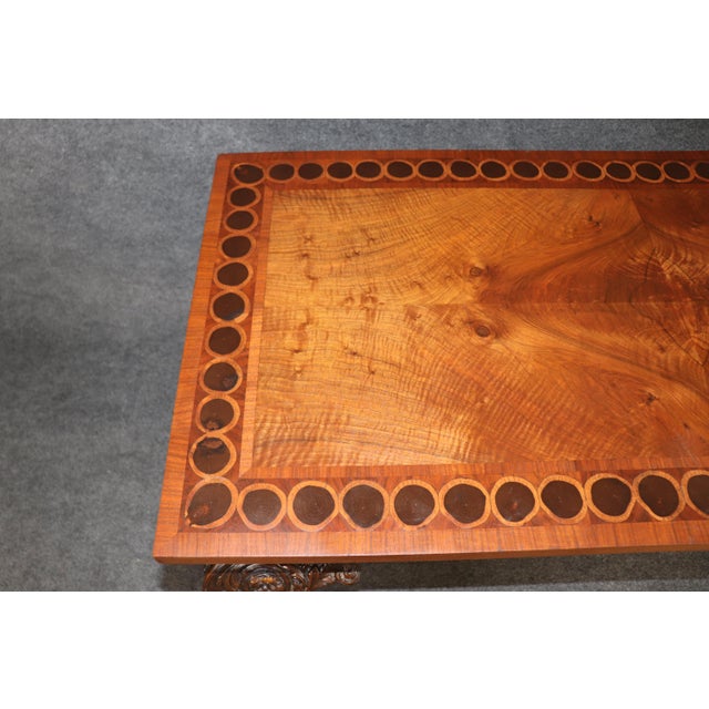 Traditional Antique Georgian Style Carved Console Table With Inlaid Wood Top For Sale - Image 3 of 13