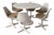 Tulip Dining Set with Round Pedestal Table and Swivel Chairs by Maurice Burke for Arkana, 1960s, Set of 7 For Sale