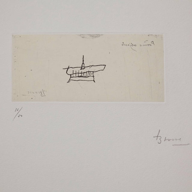 Lithography made by Joan Brossa, circa 1970. Limited edition of 50 copies. Numbered (36/50) and hand-signed. In original...