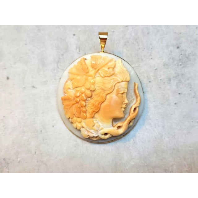 Late 20th Century Amedeo Italian Shell Cameo 14k Gold Pendant Brooch For Sale - Image 9 of 9