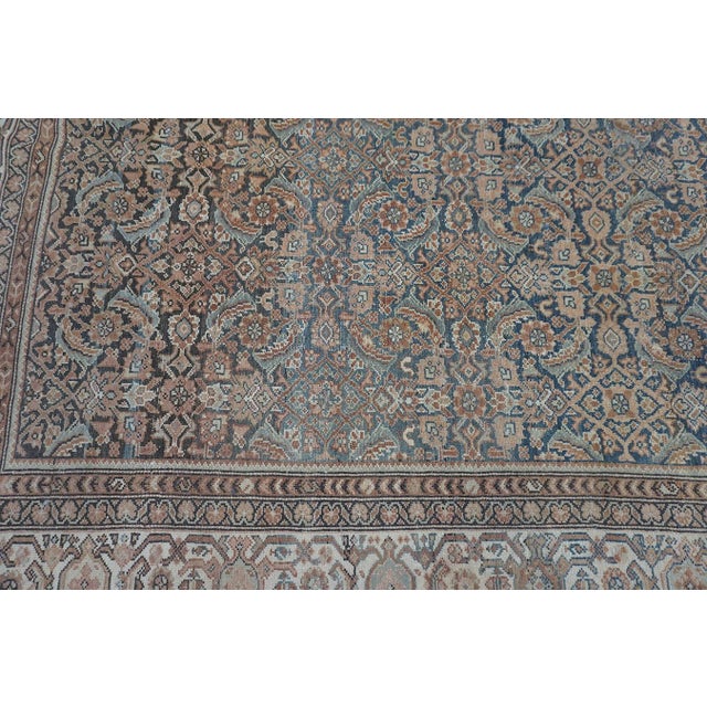 1880s Blue Navy Antique Sarouk Floral Desing Knotted Wool Persian Malayer Rug For Sale - Image 10 of 10