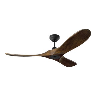 Visual Comfort Fan Maverick Smart 52" Ceiling Fan in Matte Black with Dark Walnut Blades For Sale
