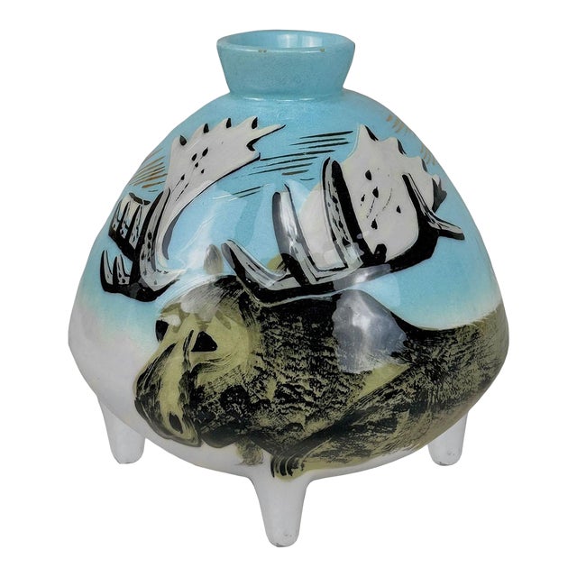 Mid-Century Alaskan Moose Cigar Chimney Footed Ashtray For Sale