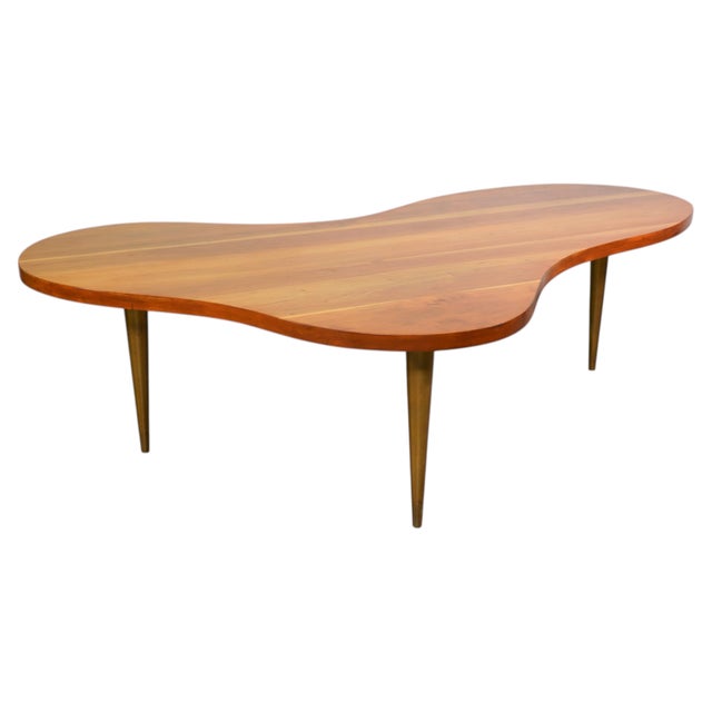 Freeform Walnut Brass Coffee Table, Model 1759 by t.h. Robsjohn-Gibbings, 1950s For Sale In Miami - Image 6 of 18