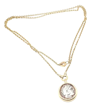 1990s Bulgari Antique Coin Monete 38" Long Yellow Gold Link Chain Necklace