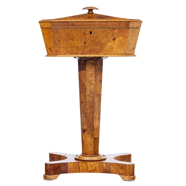 Scandinavian Burr Elm Teapoy, 1840 For Sale - Image 9 of 9