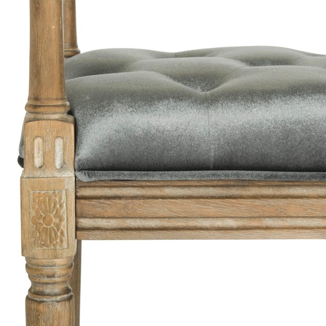 Wood Velvet Bench, Grey & Rustic Oak For Sale - Image 7 of 11