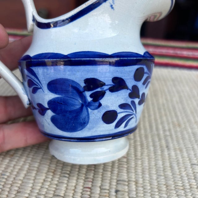 Antique Staffordshire Leeds Pearlware Blue Decorated Creamer, 1820’s For Sale - Image 9 of 12