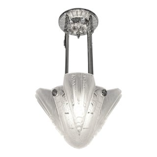 French Art Deco Pendant Light by Petitot & Muller Freres 1930 France For Sale