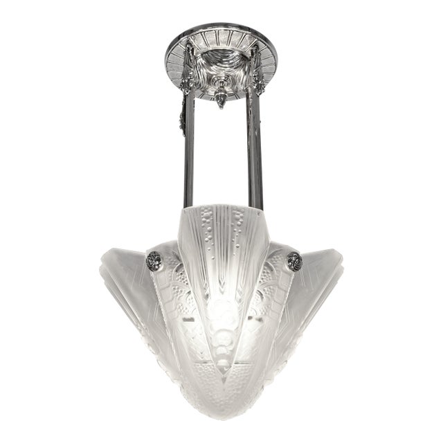 French Art Deco Pendant Light by Petitot & Muller Freres 1930 France For Sale