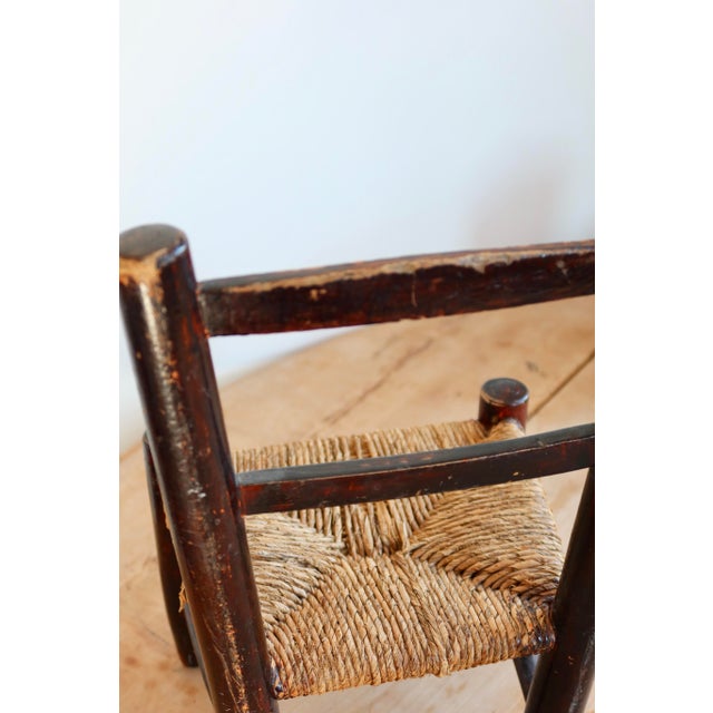 Small Antique Children's Chair in Wood with Straw Seat, 1950s For Sale - Image 4 of 8
