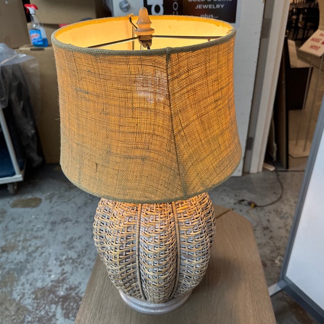 Coastal Woven Rattan Table Lamp For Sale - Image 4 of 12