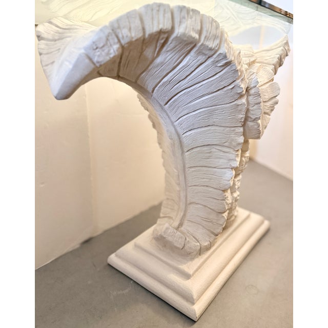 Glass Palm Beach Regency Palm Tree Leaves Console Table For Sale - Image 7 of 7