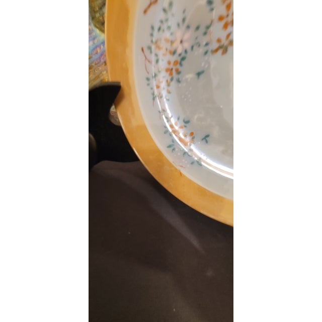 Mid-Century Modern Vintage Japanese Gilt-Rim Porcelain Plates With Swallow & Blossom Motif – Set of 2 For Sale - Image 10 of 14