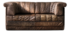 Vintage Mid-Century Modern Brutalist German Brown Leather 2-Seater Sofa, 1970s