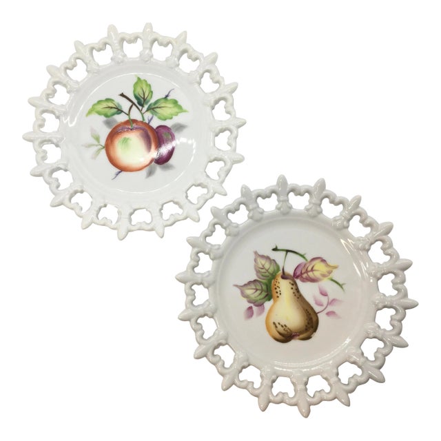 Vintage 1960s Lefton China Hand Painted Plates - a Pair For Sale