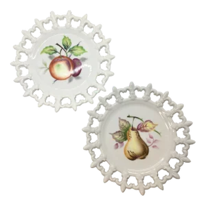 Vintage 1960s Lefton China Hand Painted Plates - a Pair
