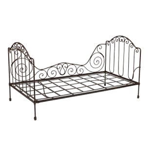Authentic 19th Century French Wrought Iron Folding Campaign Daybed For Sale