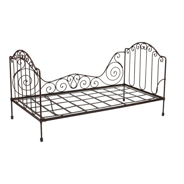 Authentic 19th Century French Wrought Iron Folding Campaign Daybed For Sale