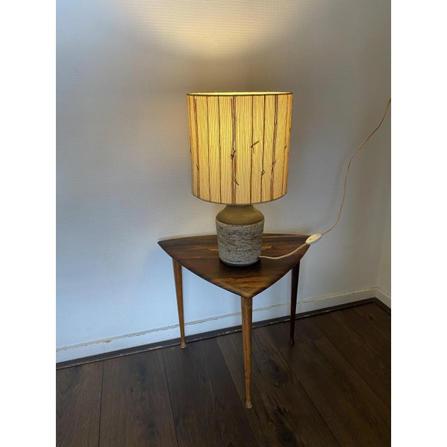 Textile Scandinavian Style Table Lamp with Ceramic Base and Shade, 1960s For Sale - Image 7 of 8