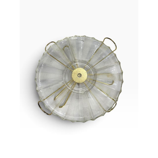 Mid-Century Modern Vintage Glass Lazy Susan Serving Tray With Gold-Tone Divided Insert For Sale - Image 3 of 7