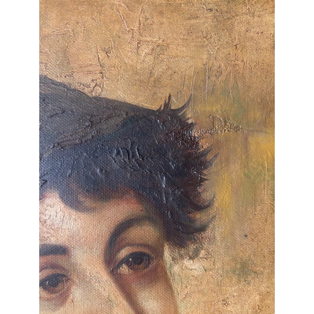 Wood Antique Italian School Oil Portrait of Smoking Boy, Signed, 19th C For Sale - Image 7 of 8