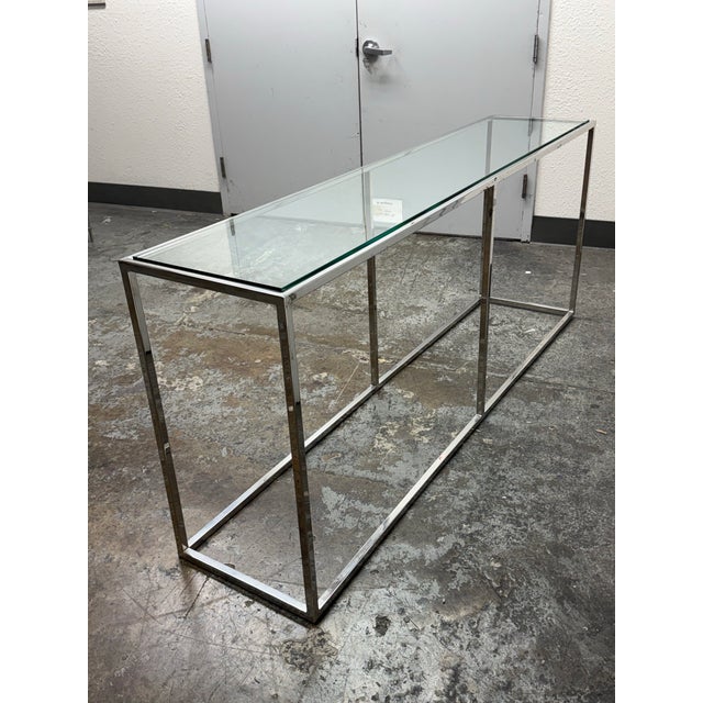 Modern Chrome + Glass Console Table For Sale In San Francisco - Image 6 of 12