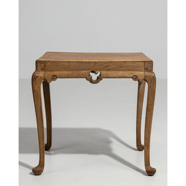 Early 20th Century France Weathered Honey Oak Carved Oak Side Table For Sale - Image 4 of 10