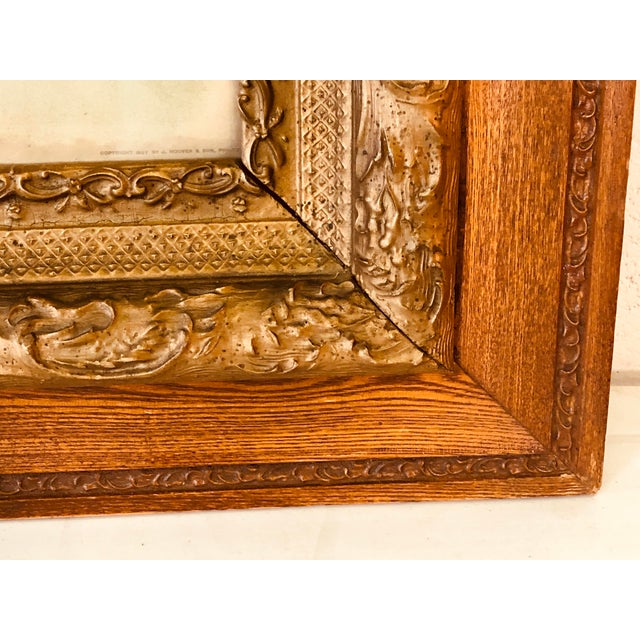 American Vintage Oak Wood & Gold Accented Frame For Sale - Image 3 of 9