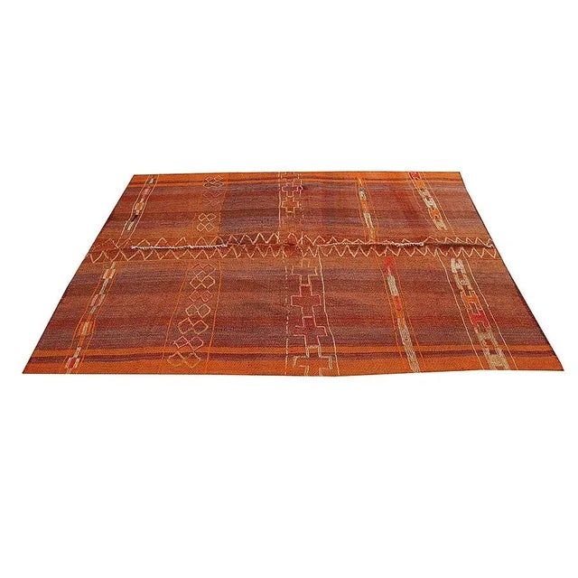 Modern Vintage Orange Kilim Rug For Sale - Image 4 of 7