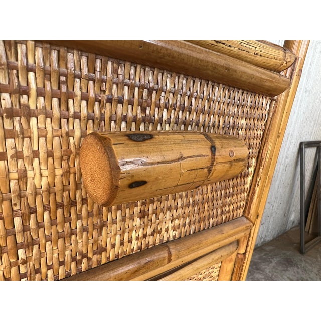 Curved Mid 20th Century Bookcase with Shelves and Doors in Bamboo Italian Design For Sale - Image 13 of 18