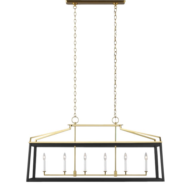 Chapman & Myers by Visual Comfort Studio Carlow Linear Lantern, Midnight Black For Sale