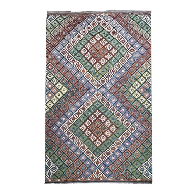 Afghan Kilim Hand Knotted Wool Rug 9’10” X 15’5” For Sale