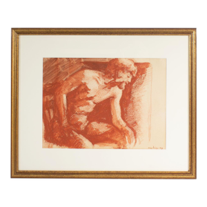 1978 Signed Pastel and Watercolor Drawing of a Nude Figure by Bruno Civitico