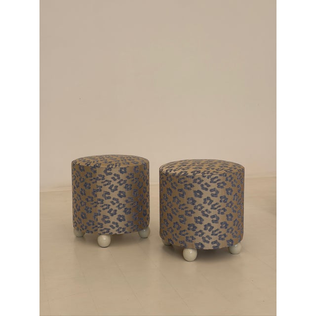 Blue Vintage Ottomans, 1970s, Set of 2 For Sale - Image 8 of 12