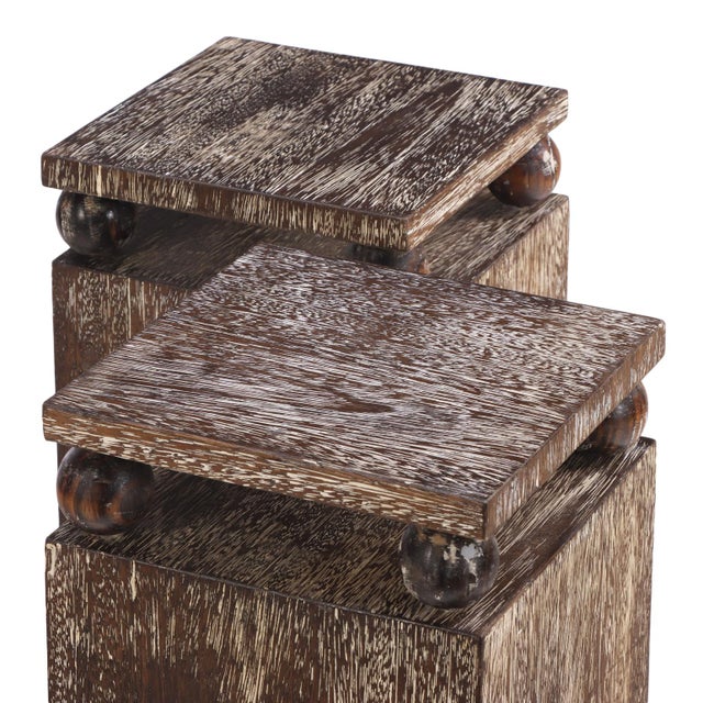 2000 - 2009 A Pair of Cerused Oak Pedestals. Contemporary. For Sale - Image 5 of 8