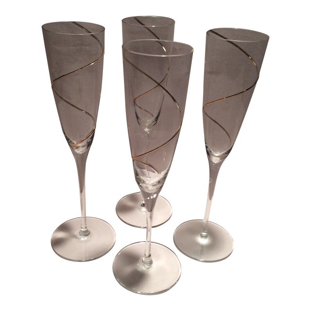 Vintage Gold Swirl Champagne Flutes Set of 4 Chairish