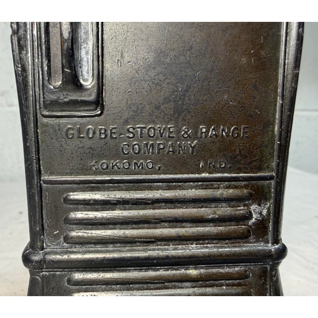 Metal Antique 1930s-40s Vintage Globe Glow-Boy Metal Stove Advertising Coin Still Bank For Sale - Image 7 of 12